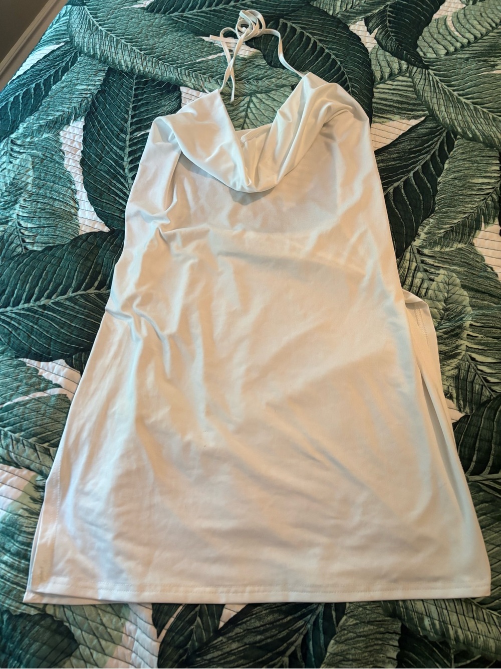 Women’s Halter Cowl Neck dress— White